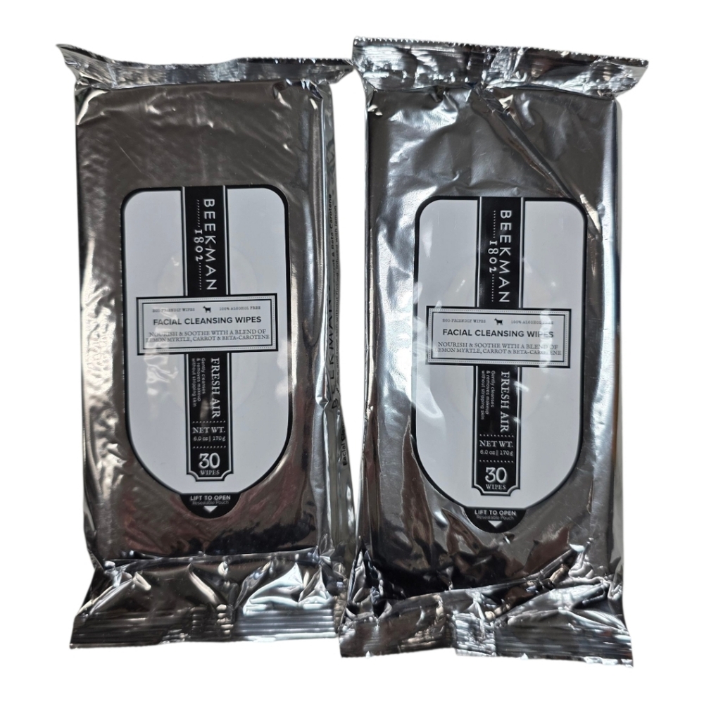 Beekman 1802 Silver Facial Cleansing Wipes Fresh Air. 2 Pack